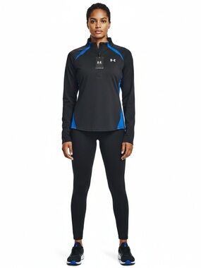 Under Armour Womens Fittrd Black & Blue Half-Zip Active Heat Gear Pullover XL